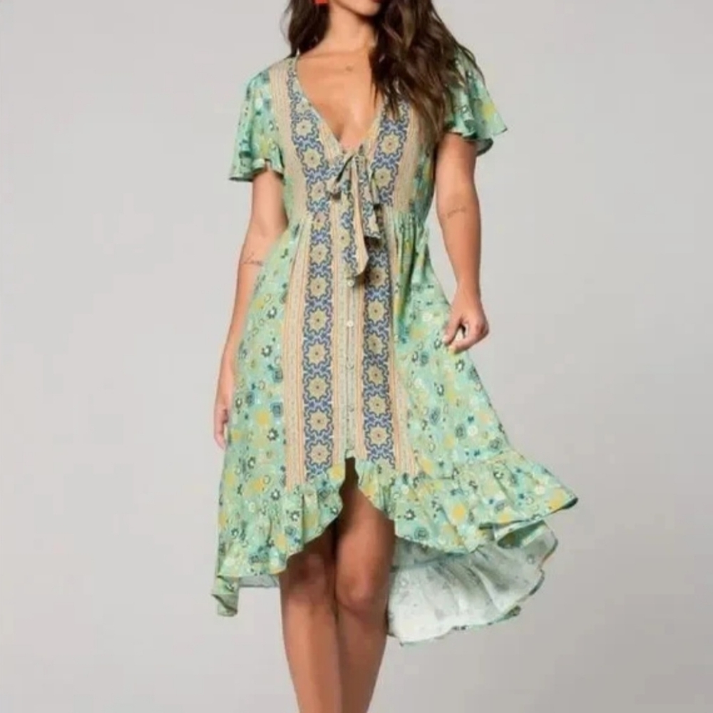 Band of Gypsie Boho Dublin Surplice Ruffled Midi Dress - Picture 3 of 6